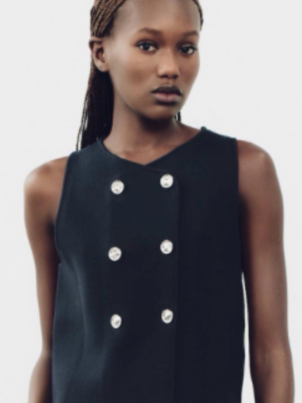 Zara Navy Double-Row Button Knit Vest - Picture 2 of 5